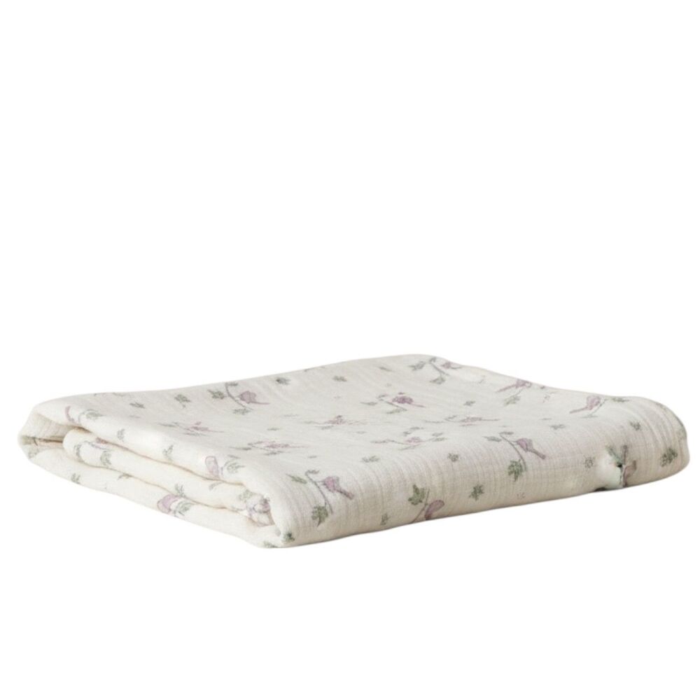 Aden By Aden & Anais Muslin Baby Blanket Bird Woodland White